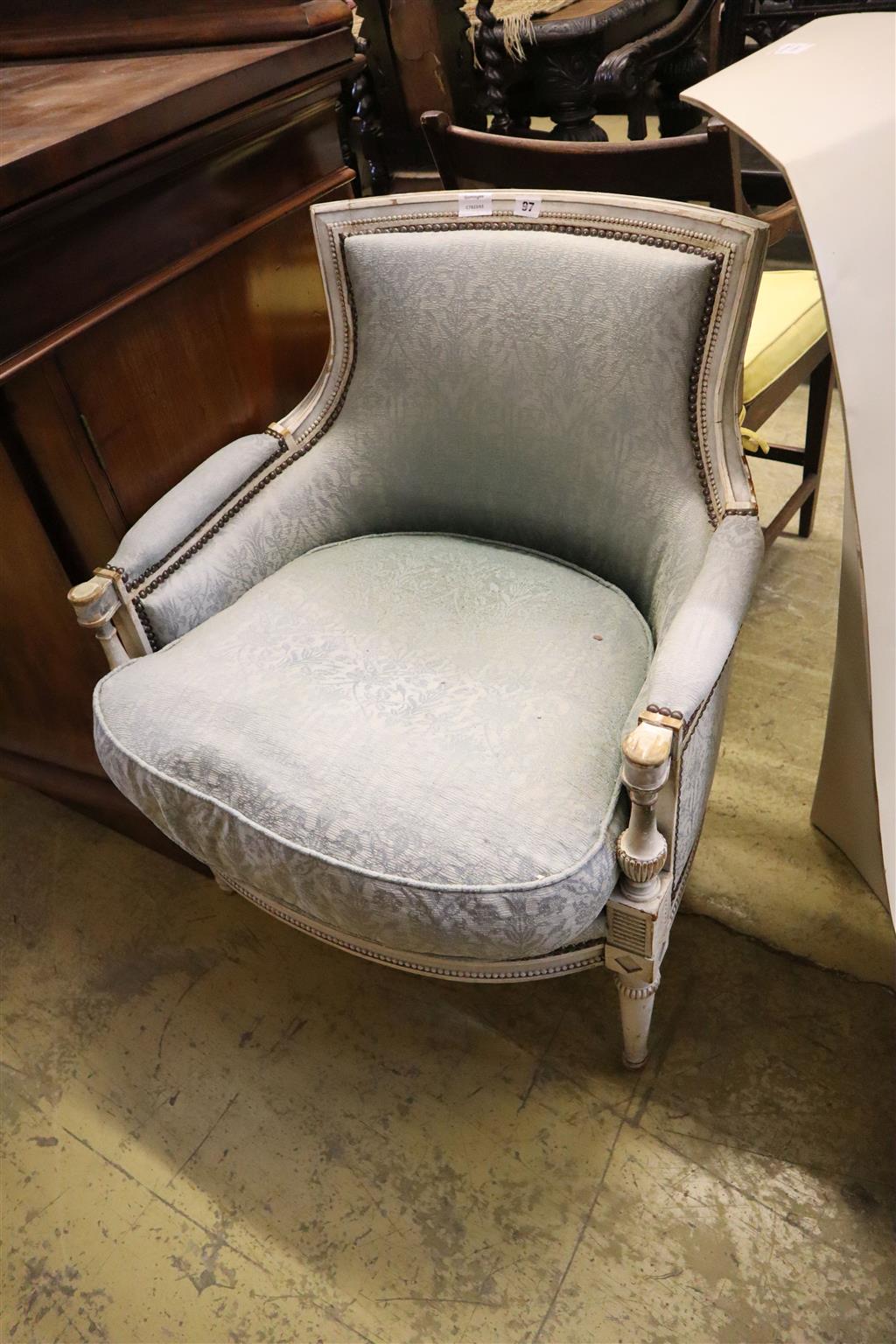 A Louis XVI style cream fauteuil